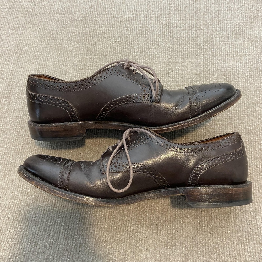 Allen Edmonds Shoes Mens Size 9 D Brown Leather Cap Toe Brogue Dress Oxfords - Picture 3 of 12